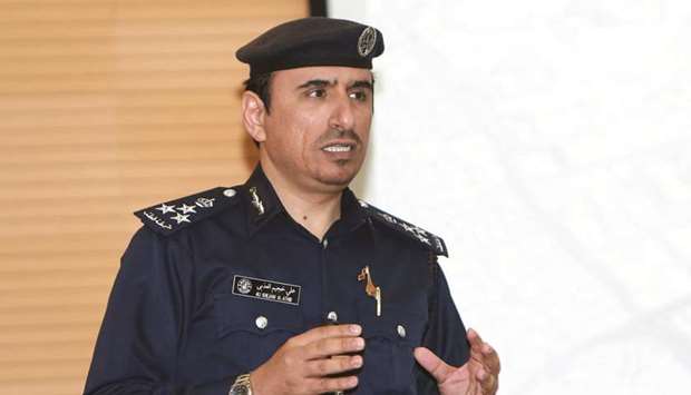 Brigadier Ali Khujaim al-Adbi addressing the press conference.