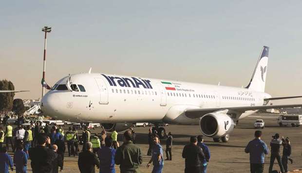 An Airbus A321 airliner arrives at the Mehrabad international airport during the delivery of the first batch of planes to the Iranian state airline Iran Air in the capital Tehran on Jaunary 12, 2017. Although Airbus is based in France, it must have the approval of the US Treasuryu2019s Office of Foreign Assets Control to sell planes to Iran because at least 10% of the components of the aircraft are US-made.