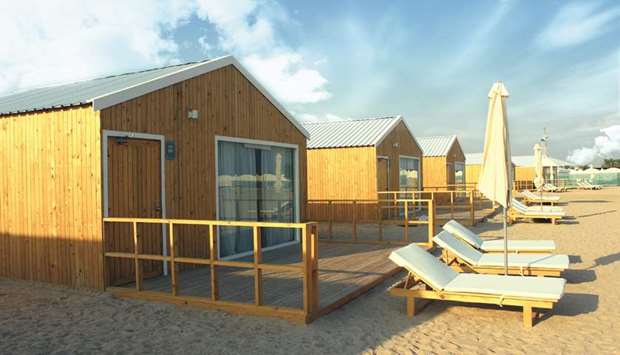 A view of the VIP cabanas at Sealine Beach.