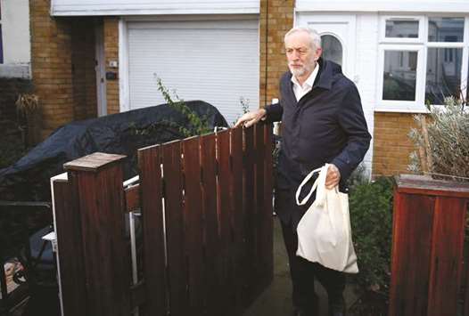 Jeremy Corbyn, the leader of the Labour Party, leaves his home in London yesterday.