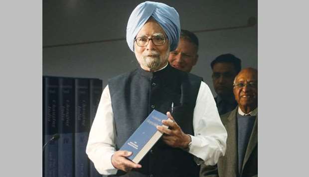 Former prime minister Dr Manmohan Singh at the launch of his book Changing India in New Delhi yesterday.