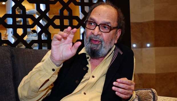 Renowned Indian journalist and author Saeeq Naqvi makes a point during his interview with Gulf Times. PICTURE: Ram Chand.