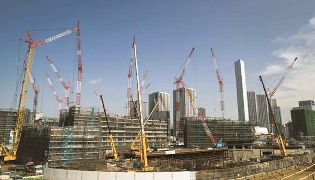 This file photo taken on September 5, 2018 shows the Olympic Village under construction for the Tokyo 2020 Olympic Games.
