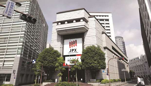 An external view of the Tokyo Stock Exchange. The Nikkei 225 closed down 1.1% to 20,166.19 points yesterday.