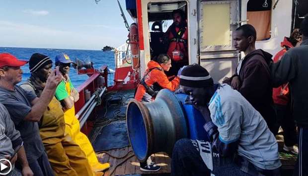 The fishing boat, Santa Madre de Loreto, rescued 12 migrants in international waters off the coast of Libya 10 days ago