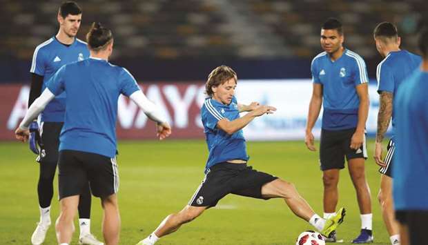 Real Madridu2019s Luka Modric trains ahead of the Club World Cup final at Zayed Sports City Stadium in Abu Dhabi. (Reuters)