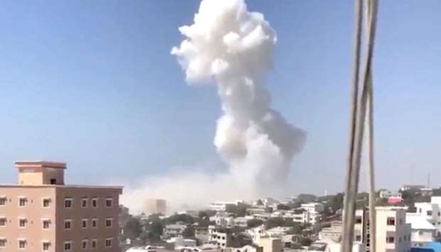 Smoke rises after an explosion in Mogadishu, Somalia