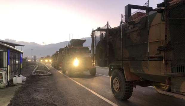 Turkish military convoy in Kilis at the Syria border yesterday. AFP
