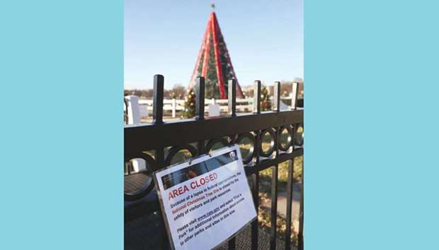 The National Christmas Tree in Washington, DC is closed to the public due to a partial shutdown of the federal government.
