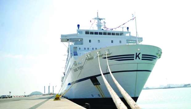 Luxury cruise ship MV Grand Ferry, docked at Doha Port, is set to make maiden voyage to Oman and Kuwait.