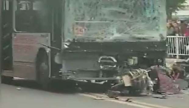 hijacked bus crashes into pedestrians