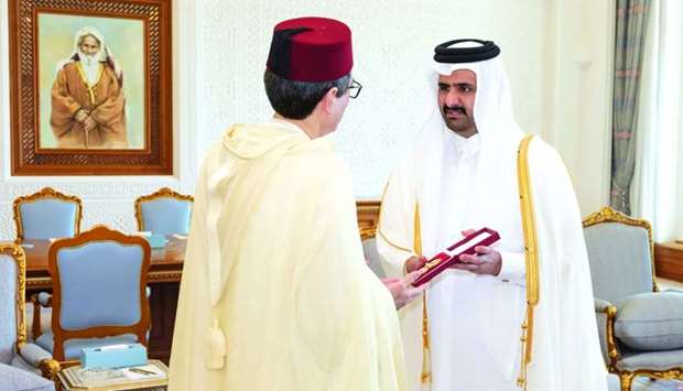 His Highness the Deputy Amir Sheikh Abdullah bin Hamad al-Thani met the outgoing ambassador of Morocco to Qatar Nabil Zniber at his Amiri Diwan office Tuesday. The Deputy Amir granted the outgoing ambassador the Decoration of Al Wajbah in recognition of his role in enhancing bilateral relations, and wished him success in his future assignments, further progress and prosperity for relations between Qatar and Morocco. The ambassador thanked the Deputy Amir and the state officials for the co-operation he received during his tenure.