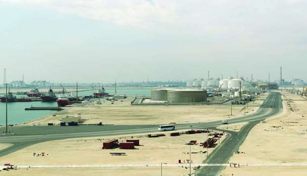 This file photo taken on February 6, 2017 shows the Ras Laffan Industrial City, Qatar's principal site for production of LNG and gas-to-liquids, some 80km north of Doha. The new LNG capacity increase will further strengthen Qataru2019s leading position as the worldu2019s largest LNG producer and exporter, and will further boost QPu2019s strategic growth plan.