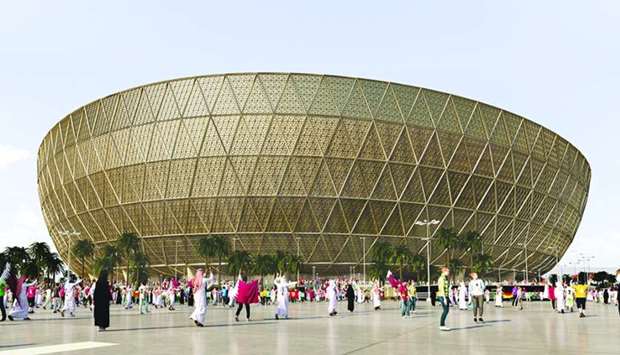 Architect's impression of the under-construction Lusail Stadium.