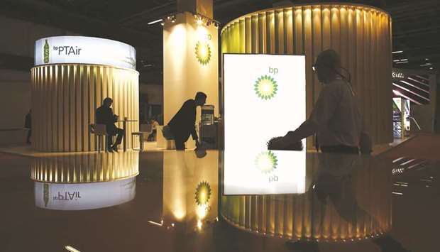 A BP logo sits on display at the companyu2019s corporate pavilion during the World Petroleum Congress in Istanbul, Turkey on July 11, 2017. The Tortue project is attractive because it helps BP shift its portfolio in favour of natural gas, which could help it cut its carbon emissions and offer some protection in the case of tighter climate-change regulations in the future.