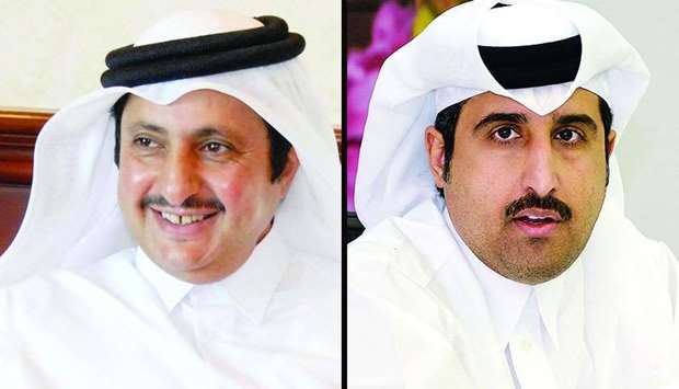 Qatar Chamber chairman Sheikh Khalifa bin Jassim al-Thani (L), director general Saleh bin Hamad al-Sharqi