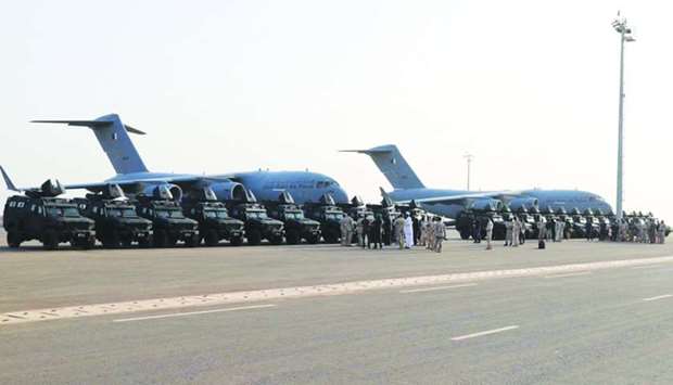 The armored personnel carriers lined up after delivery.