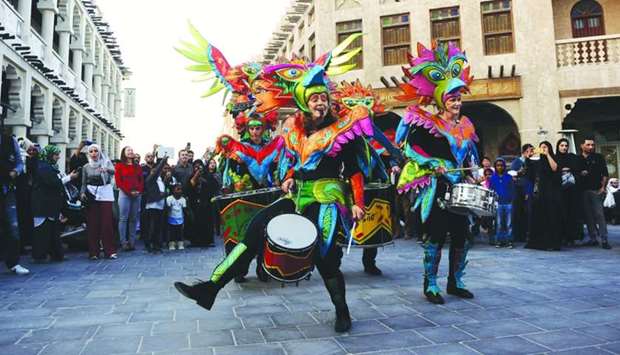 A group of performers seen entertaining the crowds at the Spring Festival at Souq Waqif. PICTURE: Shemeer Rasheed