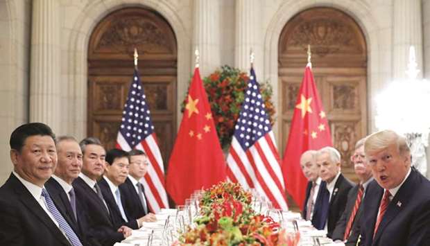 US President Donald Trump, US Secretary of State Mike Pompeo, Trumpu2019s national security adviser John Bolton and Chinese President Xi Jinping attend a working dinner after the G20 leaders summit in Buenos Aires (file). China and the United States have made plans for face-to-face consultations over trade in January, the Chinese commerce ministry said, as the worldu2019s two biggest economies advanced efforts to resolve a months-long trade war.