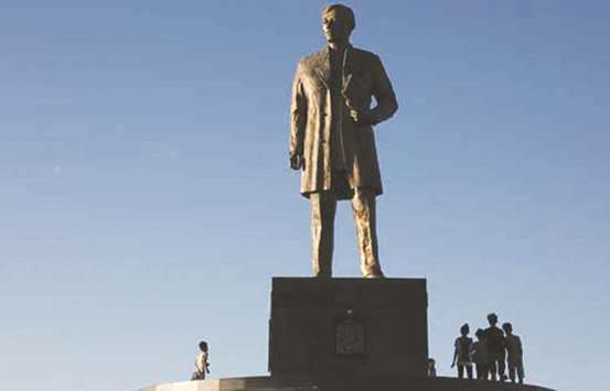 The monument of national hero, Dr Jose Rizal at the plaza in Baranggay Real, Calamba City in Laguna province.