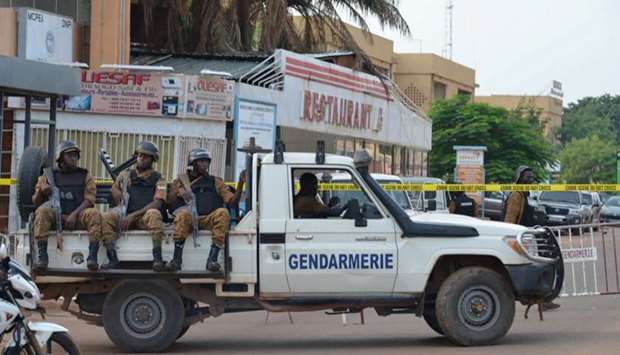 Security forces deploy to secure the area after an overnight attack on a restaurant in the Burkina Faso capital Ouagadougou. File photo: August 14, 2017