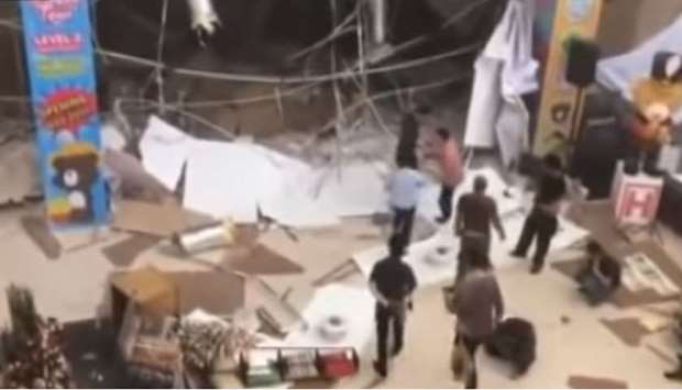 An image grab from a video footage from local broadcaster Astro Awani shows the ground floor of the mall after the explosion.