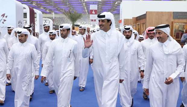His Highness the Amir Sheikh Tamim bin Hamad Al-Thani tours the Doha International Book Fair