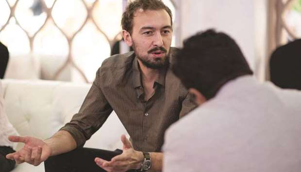 Marco Proserpio speaks during the The Man who Stole Banksy press briefing at Ajyal Youth Film Festival on Sunday. The annual event concluded yesterday.
