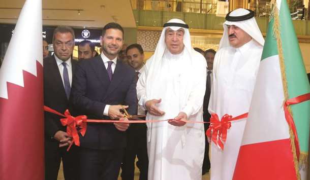 Italian ambassador Pasquale Salzano inaugurating the Italian jewellery festival at Alfardan Jewellery at Mall of Qatar yesterday as Hussain Alfardan and Ali Alfardan look on: PICTURES: Jayan Orma