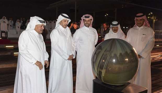 HE the Prime Minister and Minister of Interior Sheikh Abdullah bin Nasser bin Khalifa al-Thani inaugurating the Lusail Marina walkway on Wednesday.