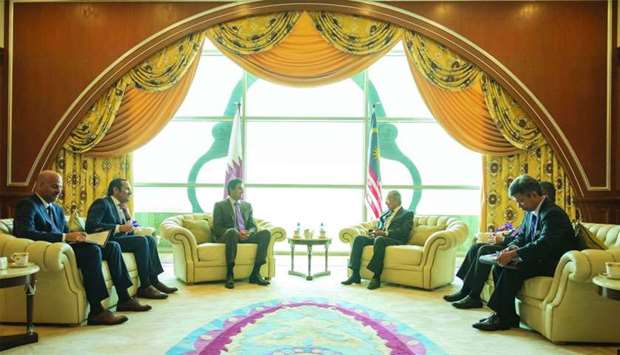 His Highness the Amir Sheikh Tamim bin Hamad al-Thani and Malaysian Prime Minister Dr Mahathir Mohamed hold talks in Kuala Lumpur on Thursday