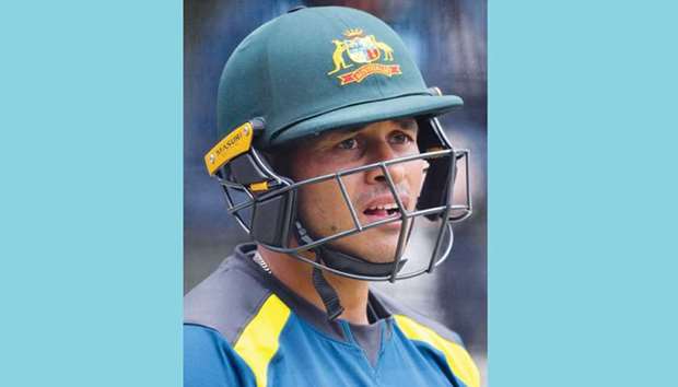 Australian  batsman Usman Khawaja reacts  during a training session at the Adelaide Oval.