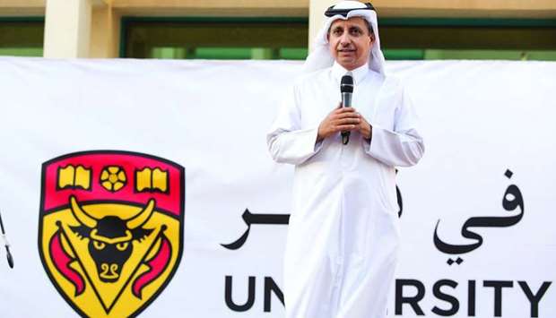 Dr Sheikh Khalid bin Jabor al-Thani speaking at the event.