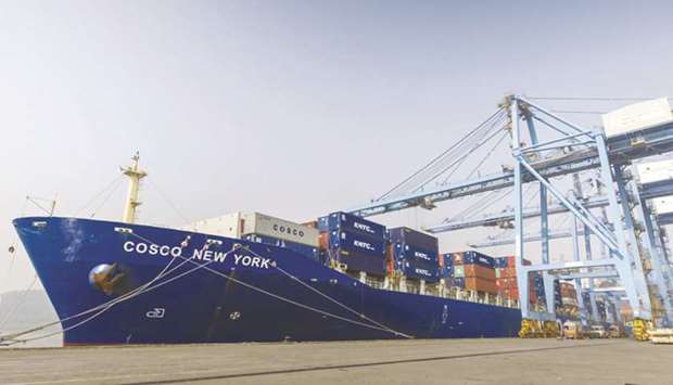 The Cosco New York container ship sits docked at the Jawaharlal Nehru Port in Navi Mumbai. Chinau2019s largest shipping group is considering raising capital for the first time on the London Stock Exchange through a new initiative with Shanghaiu2019s bourse,  according to finance sources familiar with the matter.