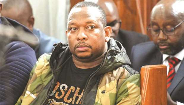 Sonko is seen in the courtroom for a hearing after he was arrested on corruption-related charges, at the Milimani Law Courts in Nairobi.