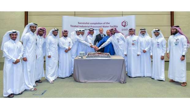 Qatargas officials at a recent event to celebrate the commissioning and stable operation of the Treated Industrial and Process Water (TIPW) facility.