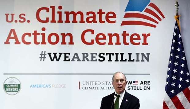 US presidential hopeful Michael Bloomberg speaks during a panel at the UN Climate Change Conference (COP25) in Madrid, Spain, yesterday.