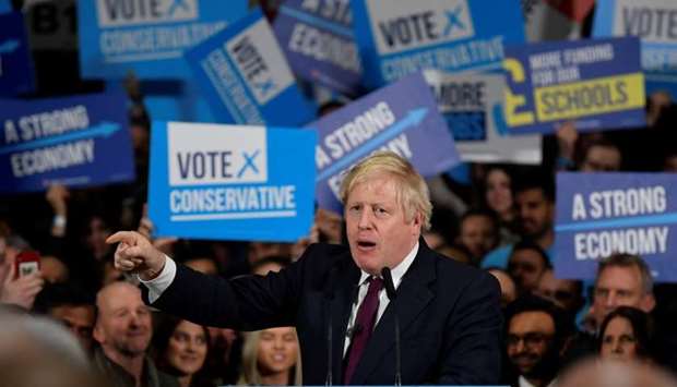 Britain's Prime Minister Boris Johnson speaks at a general election campaign event