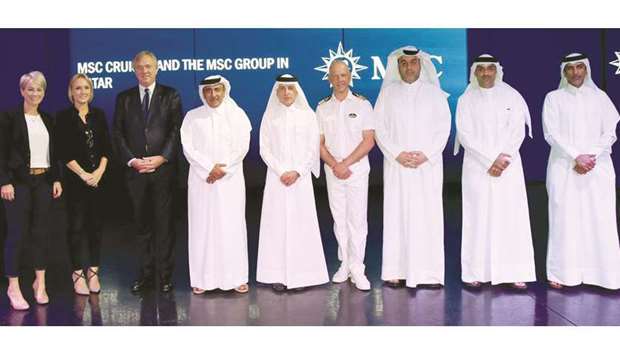 VIPs and officials during the plaque-exchange ceremony.