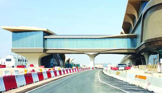 A view of the Doha Metro station at QU and the new road built by Ashghal.