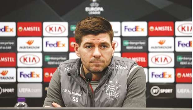 Rangers manager Steven Gerrard during a press conference. (Reuters)