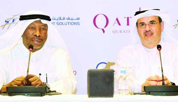 From left: Abdulla Aman al-Khater and Captain Hassan al-Mousawi speaking to the media.rnrn