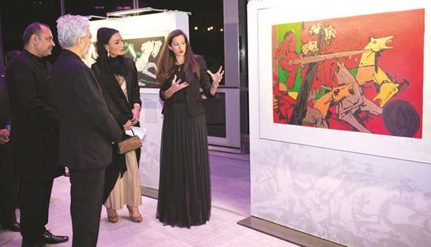 Her Highness Sheikha Moza bint Nasser tours the exhibition. PICTURE: Aisha al-Musallam