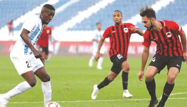 Action from the Ooredoo Cup fourth round match between Al Wakrah and Al Rayyan  Sunday.
