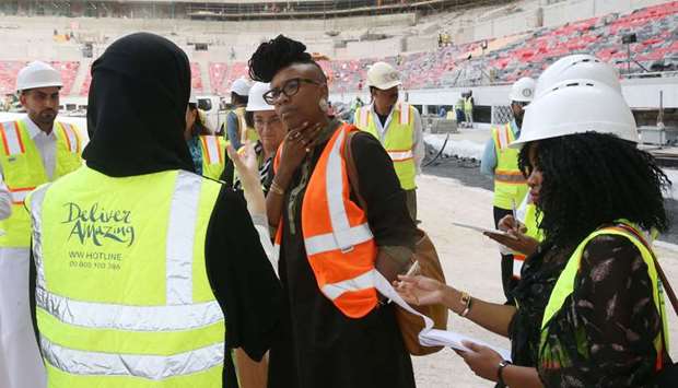 E. Tendayi Achiume, UN Special Rapporteur on contemporary forms of racism, racial discrimination, xenophobia and related intolerance, visiting the Al Rayyan Stadium