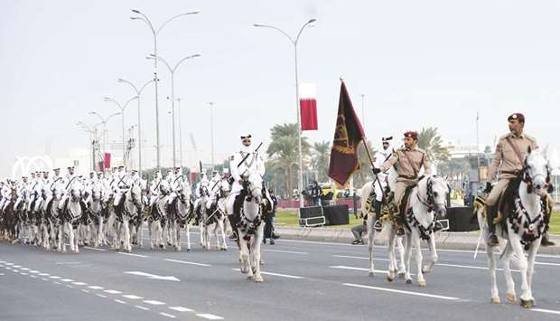 A full dress rehearsal for the Qatar National Day parade was held on Doha Corniche yesterday.