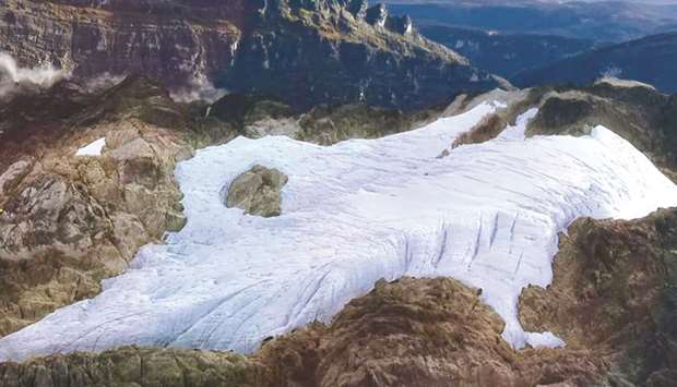 A glacier on Indonesiau2019s Puncak Jaya mountain range in Papua.