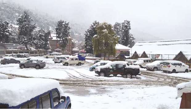 Kinnaur district in Himachal Pradesh covered by a recent snowfall.