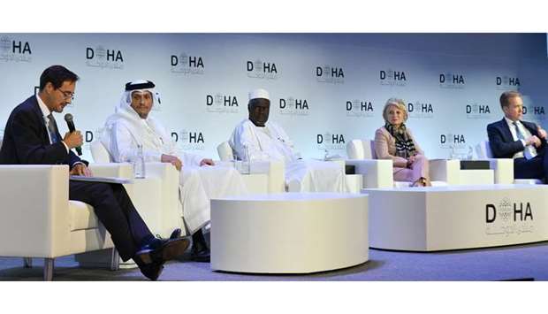 HE Sheikh Mohamed bin Abdulrahman al-Thani with other panellists. PICTURE: Nasar K Moidheen