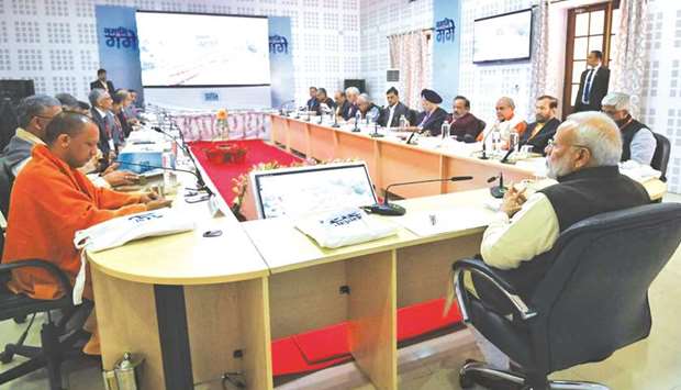 Prime Minister Narendra Modi presides over the first National Ganga Council meeting where he also reviewed the u2018Namami Gangeu2019 project and its firsthand experience of the impact of the programme on the river, in Kanpur yesterday.